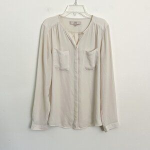 LOFT // cream chiffon button down blouse S